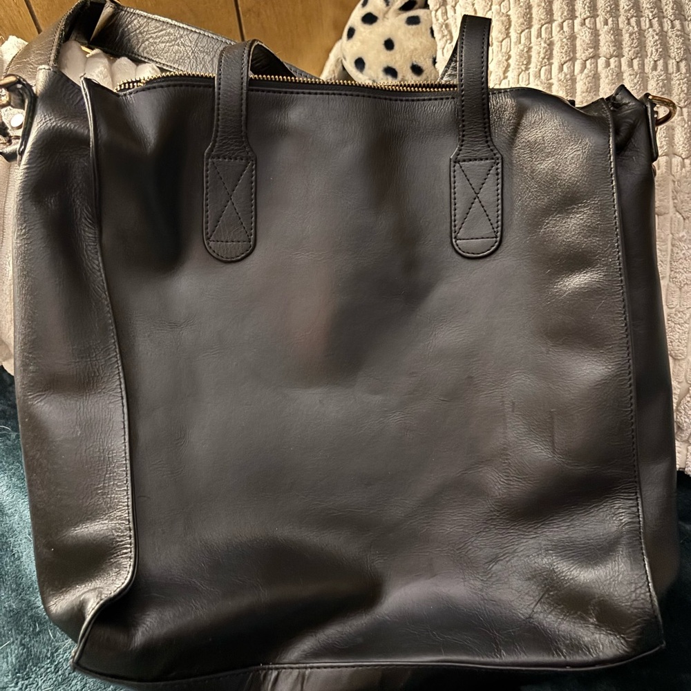 Erin Condren Black Leather Tote Bag
